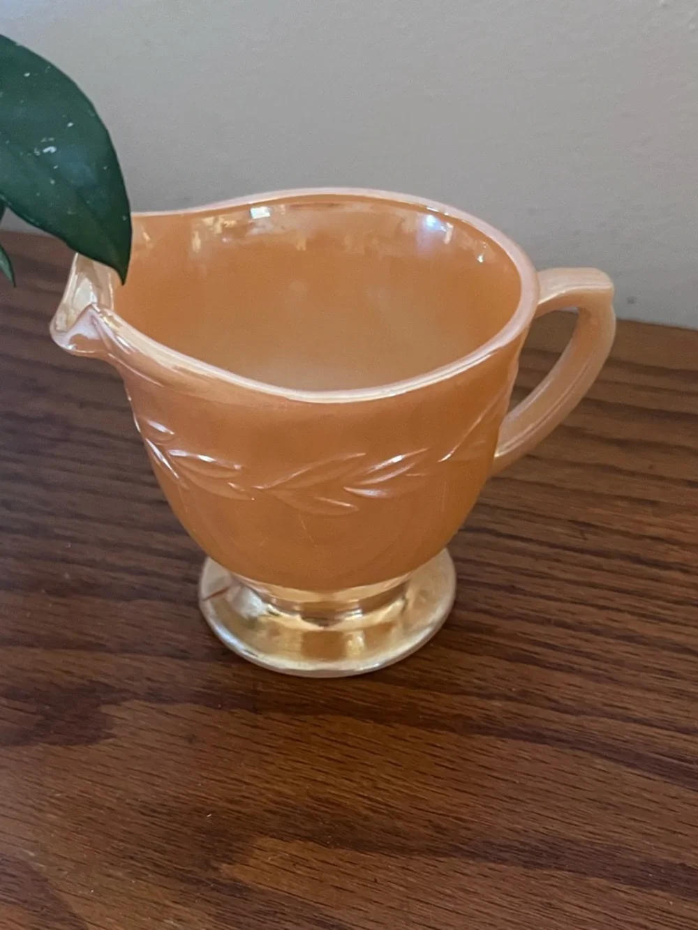 Vintage Fire king ware Peach Glass Creamer Pitcher